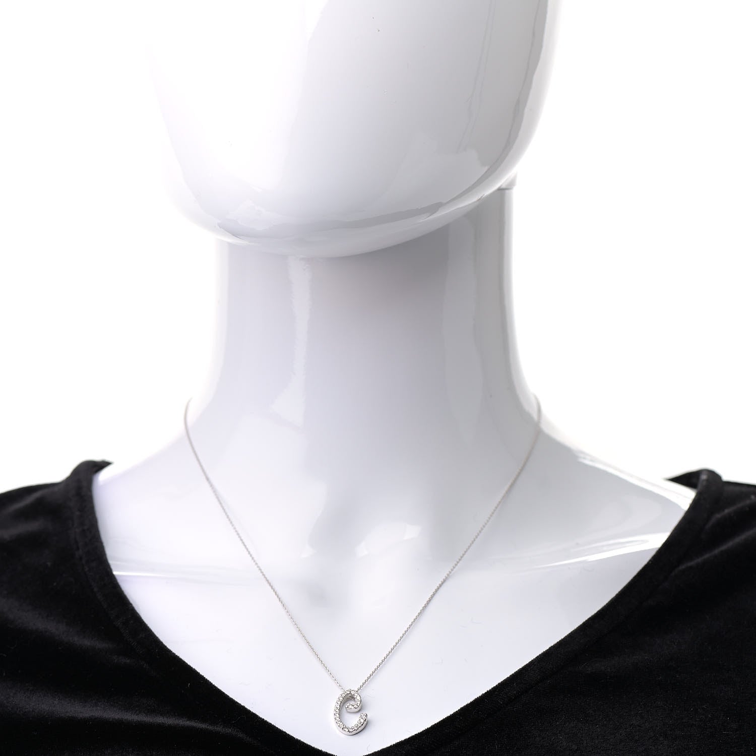 Roberto Coin 18K White Gold Diamond Cursive Initial C Pendant Necklace 2 of 6