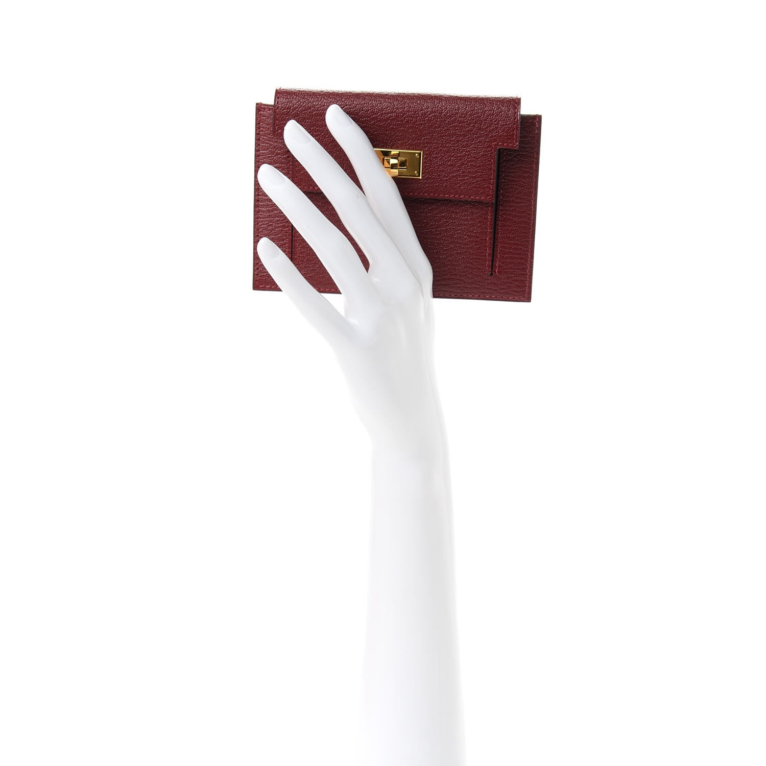 Hermes Chevre Mysore Kelly Pocket Compact Wallet Rouge H 2 of 7