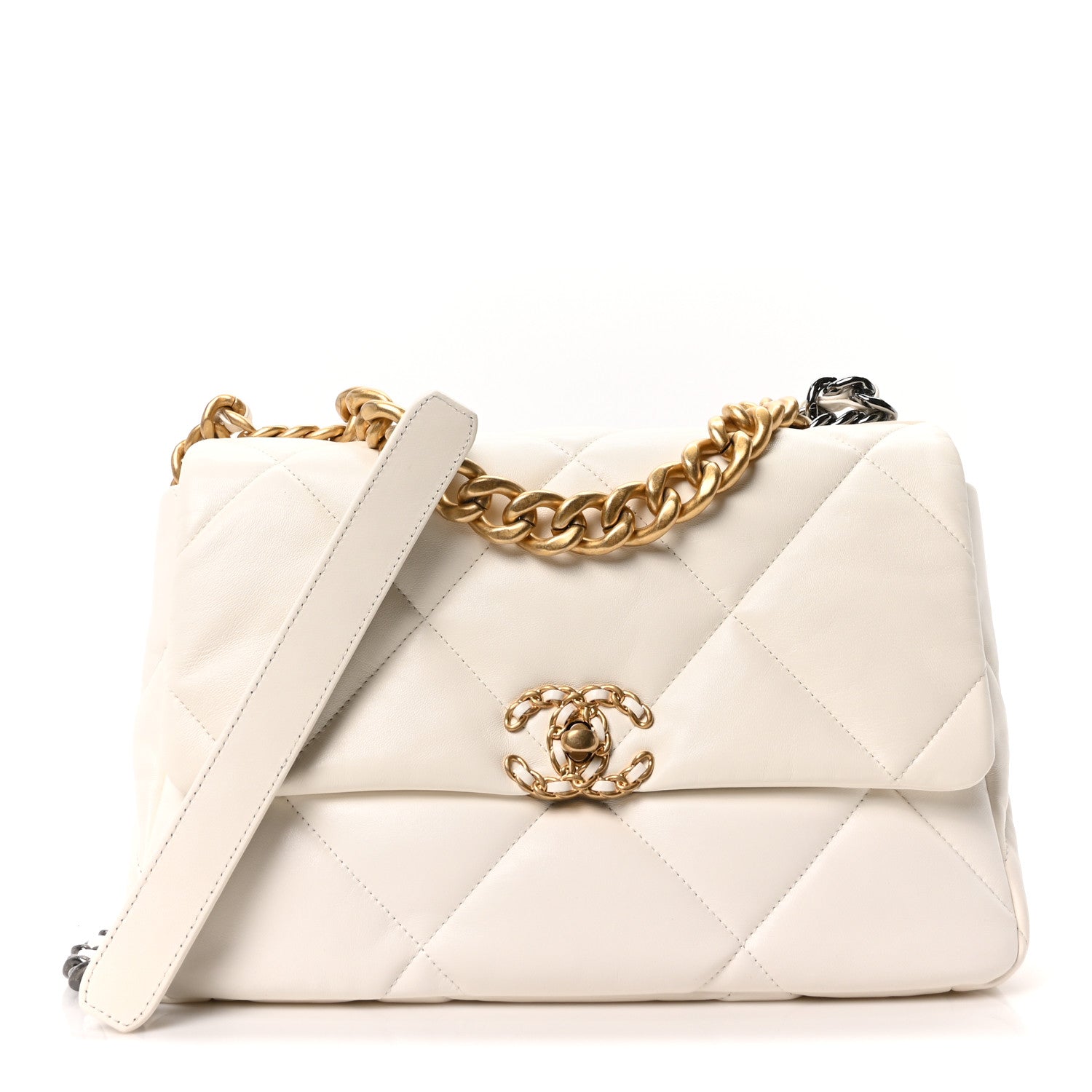 Chanel Lambskin Quilted Large Chanel 19 Flap White 1 of 11