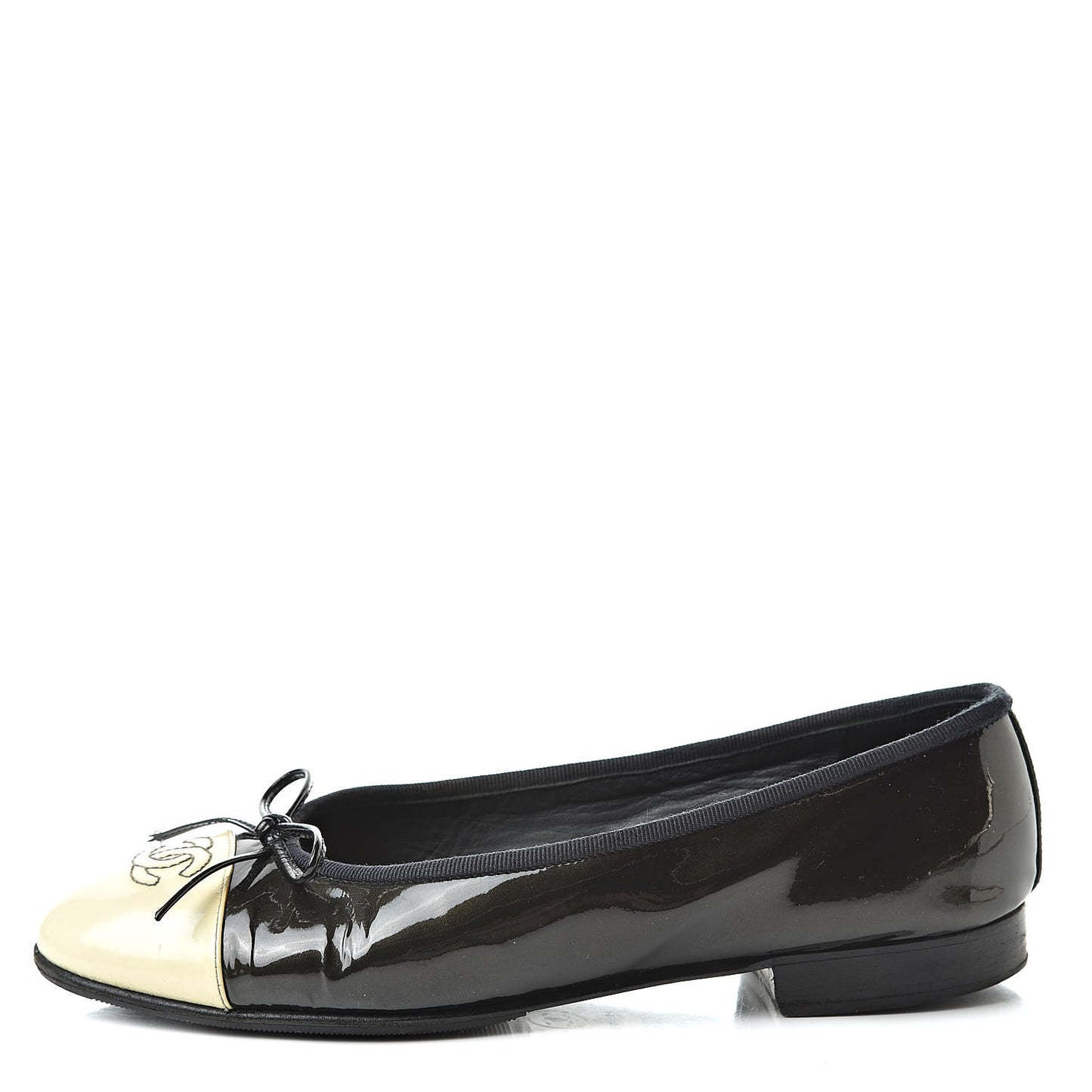 Patent Cap Toe Ballerina Flats 36.5 Black