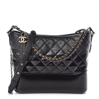 Chanel Patent Goatskin Quilted Medium Gabrielle Hobo Black 1 of 8
