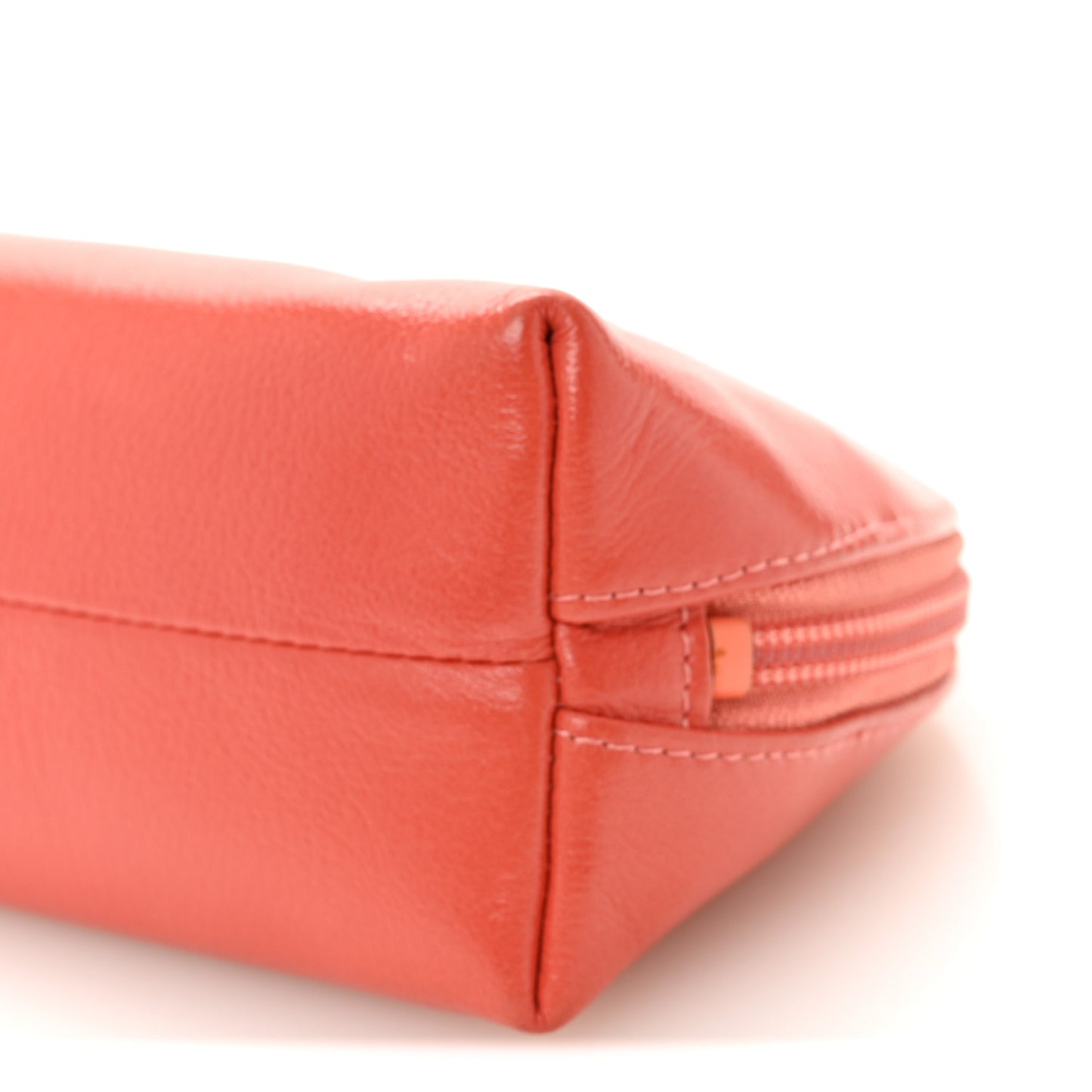 Goatskin Jacket Embossed Cosmetic Case Orange