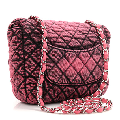 Chanel Washed Denim Quilted Small Denimpression Flap Red Black 3 of 8