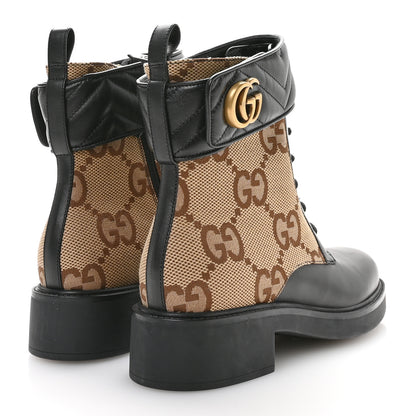 Gucci Flores Calfskin Monogram Maxi GG Nappa Matelasse Double G 40mm Ankle Boots 40.5 Black Camel Ebony 5 of 8