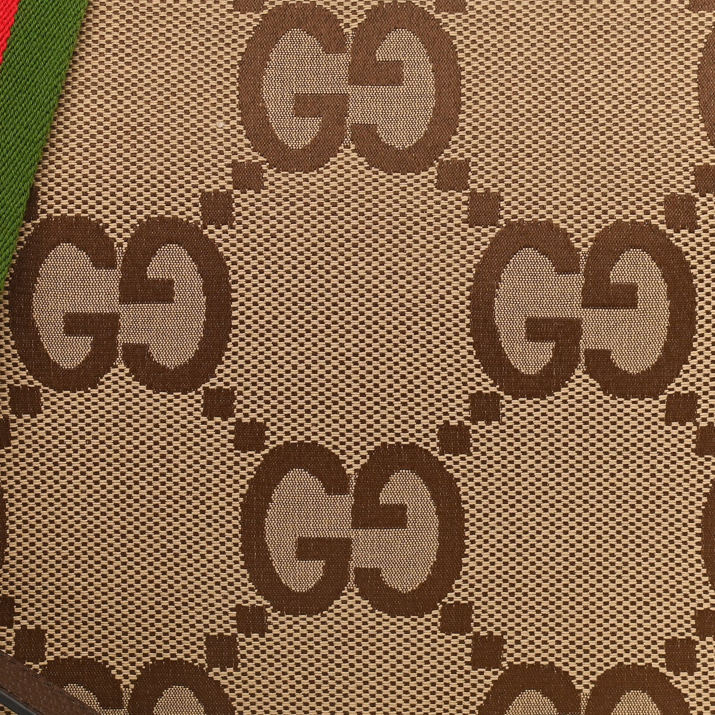 Monogram Jumbo GG Textured Dollar Calfskin Web Wristlet Messenger Bag Camel Ebony New Acero