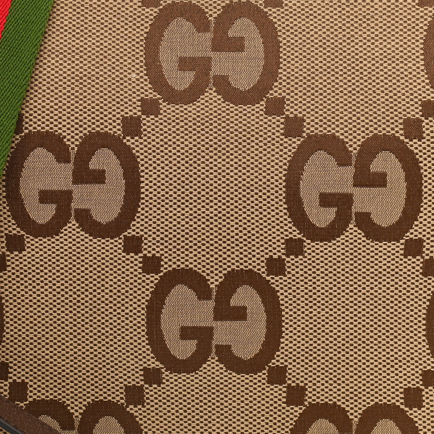 Gucci Monogram Jumbo GG Textured Dollar Calfskin Web Wristlet Messenger Bag Camel Ebony New Acero 8 of 11