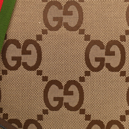 Gucci Monogram Jumbo GG Textured Dollar Calfskin Web Wristlet Messenger Bag Camel Ebony New Acero 8 of 11
