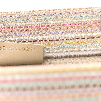 Christian Dior Canvas Embroidered Medium Stripes Book Tote Beige Multicolor 8 of 10
