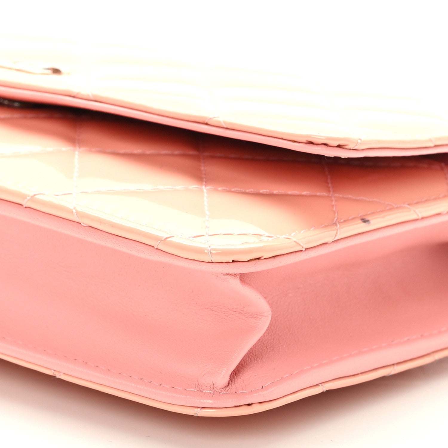 Chanel Patent Quilted Wallet On Chain WOC Coral 9 of 9