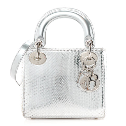 Christian Dior Metallic Snakeskin Mini Lady Dior Silver 1 of 11