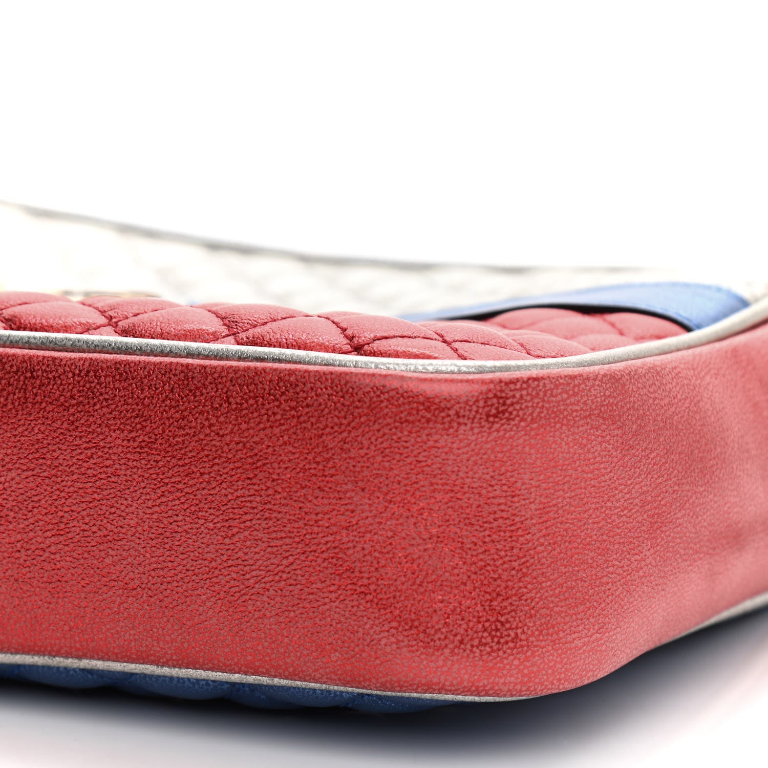 Gucci Laminated Nappa Trapuntata Small Zumi Shoulder Bag Rosso Marine Argento 10 of 10