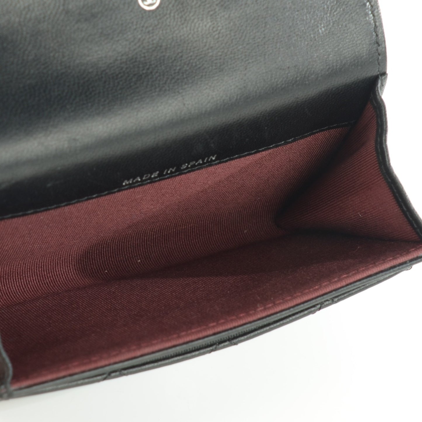 Lambskin Quilted Flap Card Holder Black