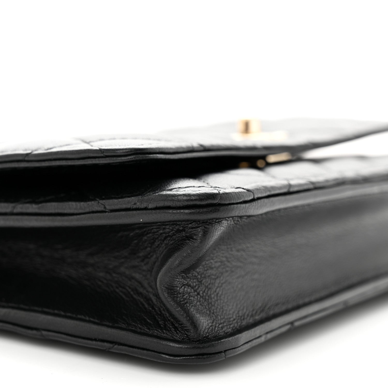 Chanel Lambskin Enamel Quilted Pearl Crush Wallet On Chain WOC Black 9 of 11
