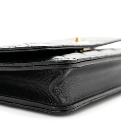 Chanel Lambskin Enamel Quilted Pearl Crush Wallet On Chain WOC Black 9 of 11