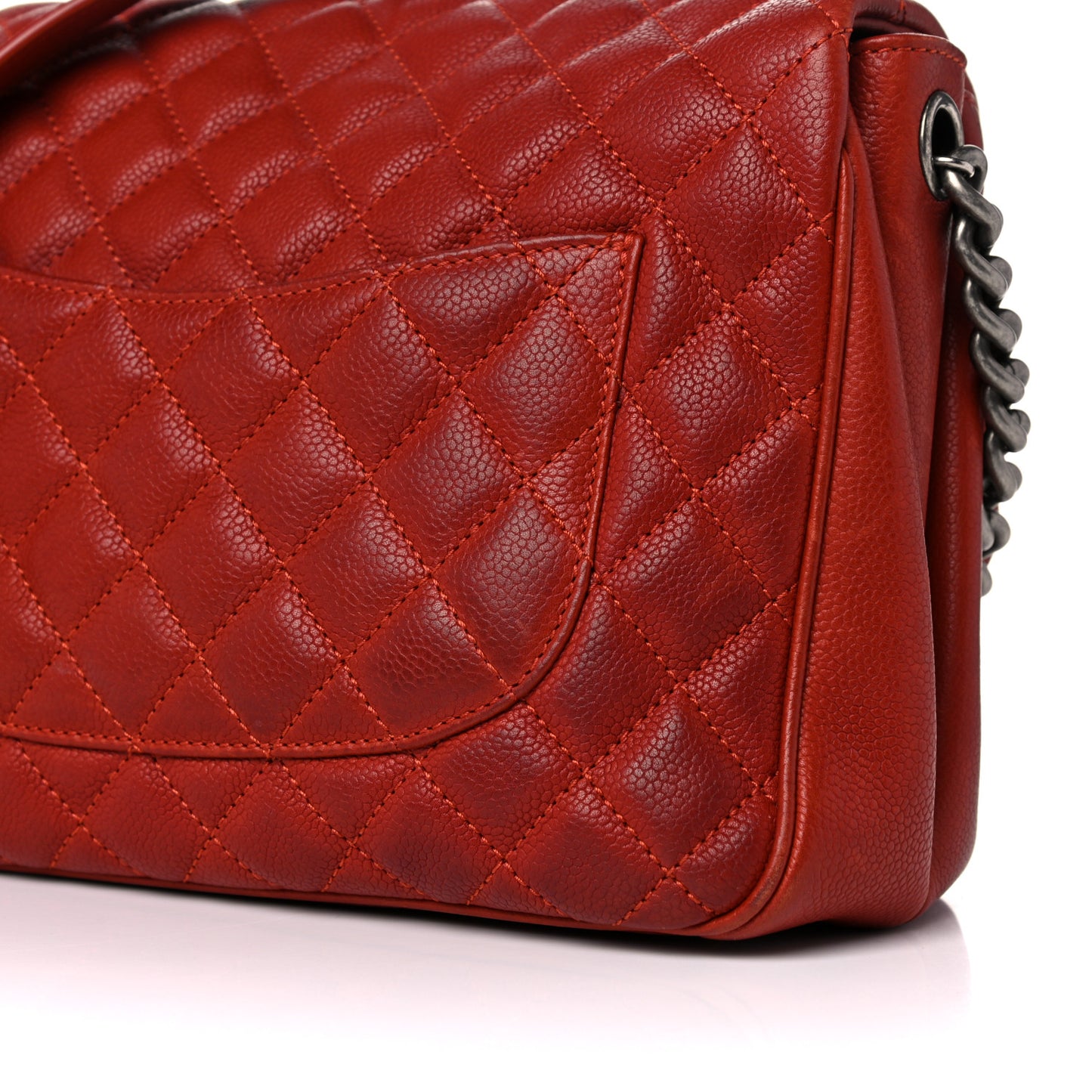 Caviar Quilted Medium Rock In Rome Single Flap Red