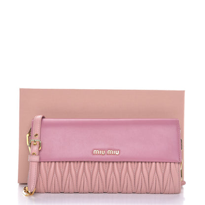 Miu Miu Nappa Matelasse Bicolor Wallet On Chain Loto Orchide 7 of 7