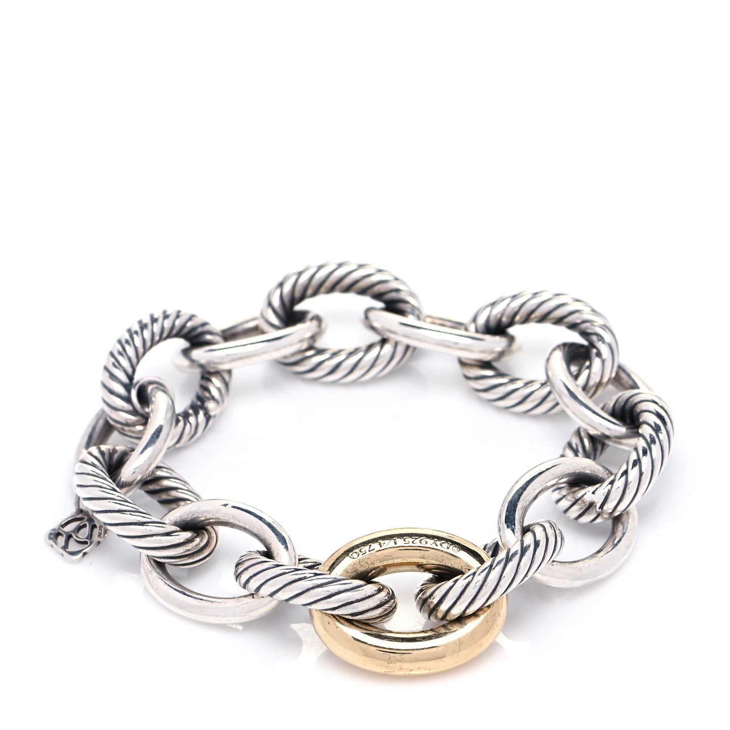 Sterling Silver 18K Yellow Gold 19mm Extra Large Oval Link Bracelet