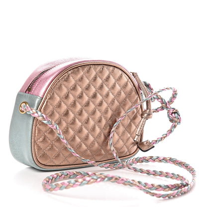 Gucci Laminated Nappa Trapuntata Mini Zumi Dome Shoulder Bag Rosa Lago Rame 3 of 10