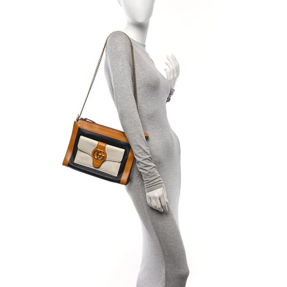 Gucci New Sakai Calfskin Lux Tri-Color Dahlia Chain Shoulder Bag Black Mystic White Sun Oil 2 of 11