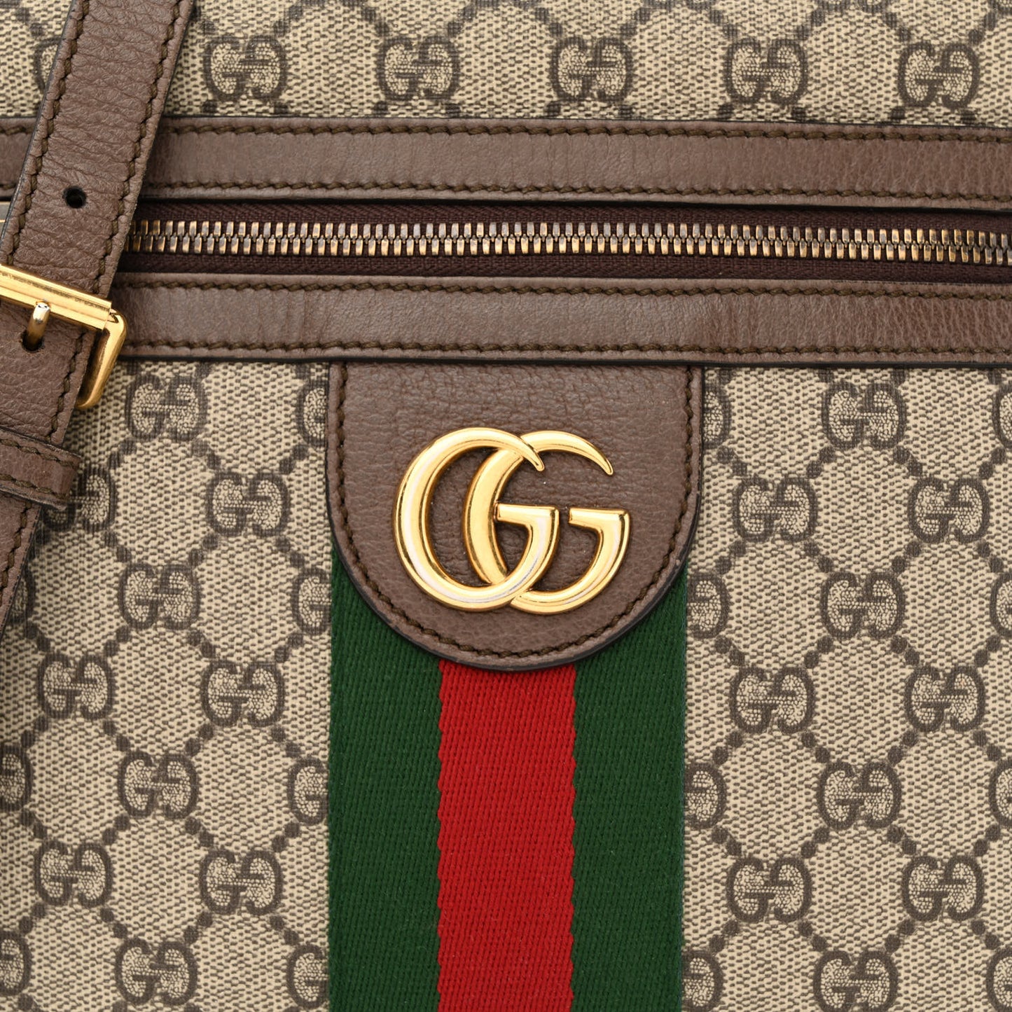 GG Supreme Monogram Web Small Ophidia Messenger Bag Brown