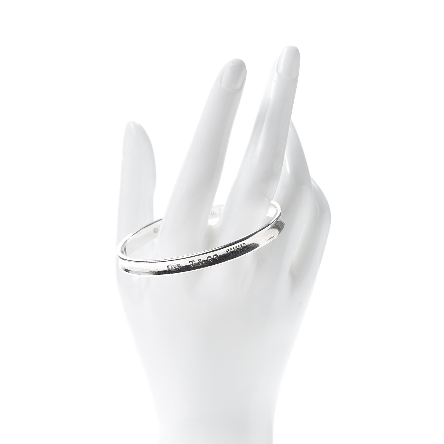 Tiffany Sterling Silver Narrow 1837 Bangle Bracelet 2 of 4
