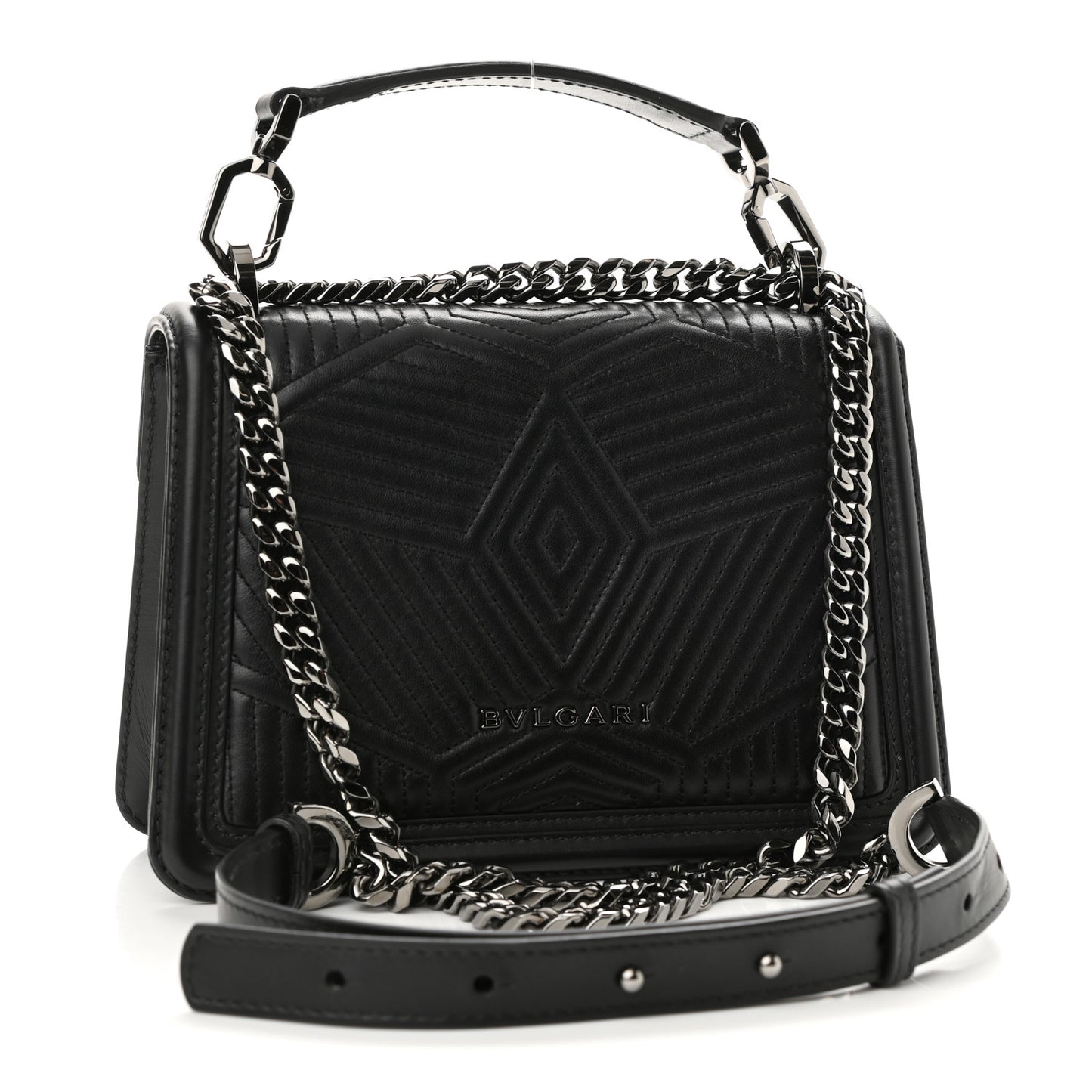 Quilted Nappa Smooth Calfskin Serpenti Forever Diamond Blast Shoulder Bag Black