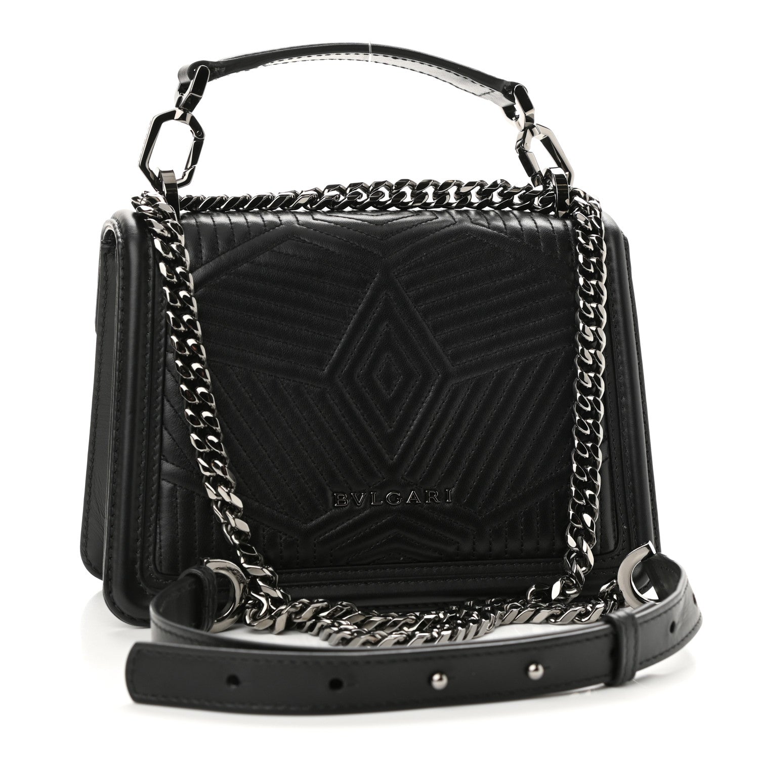 Bulgari Quilted Nappa Smooth Calfskin Serpenti Forever Diamond Blast Shoulder Bag Black 2 of 9