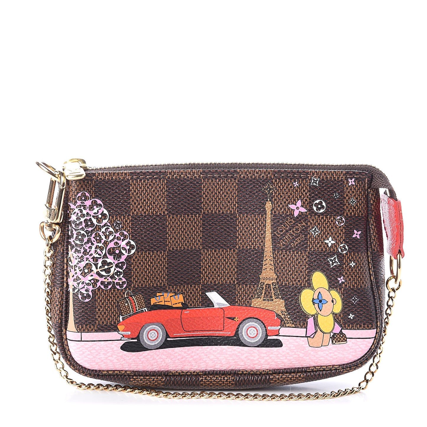 Damier Ebene 2019 Christmas Animation Mini Pochette Accessories Red