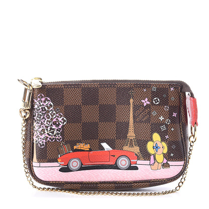Louis Vuitton Damier Ebene 2019 Christmas Animation Mini Pochette Accessories Red 1 of 5
