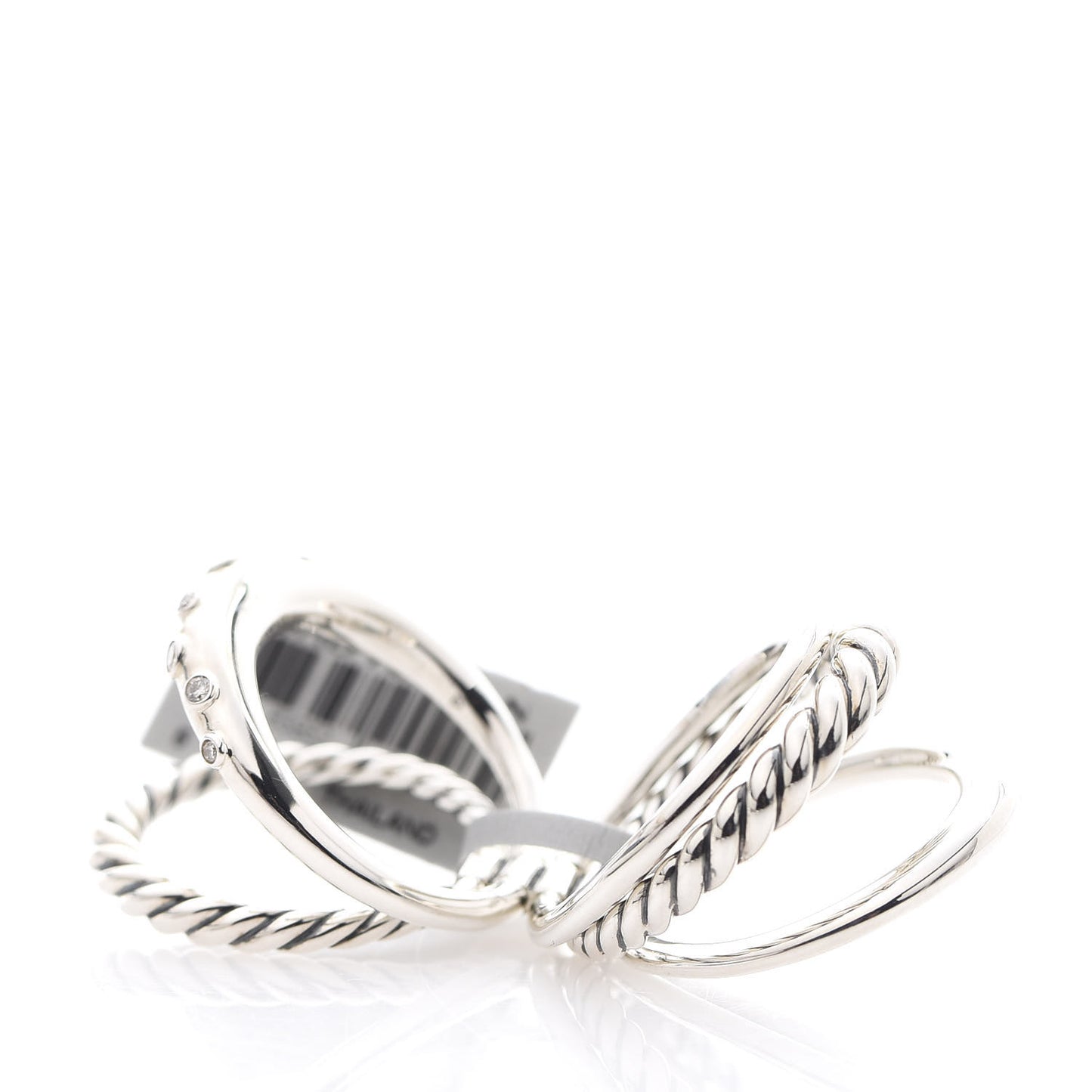 Sterling Silver Diamond 16mm Pure Form Stacked Ring 52 6