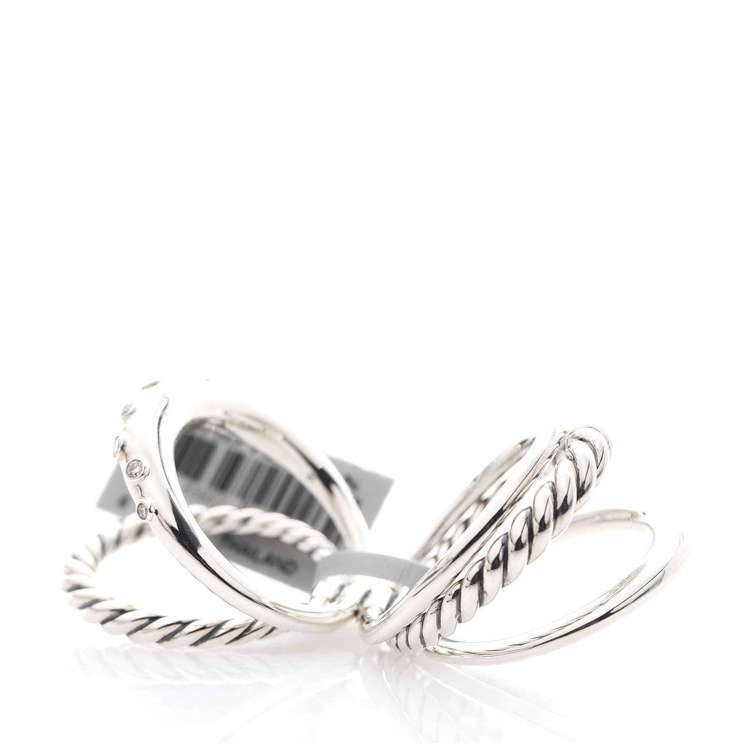 David Yurman Sterling Silver Diamond 16mm Pure Form Stacked Ring 52 6 4 of 5