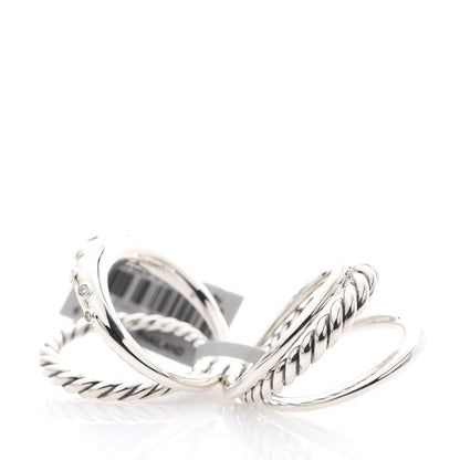 David Yurman Sterling Silver Diamond 16mm Pure Form Stacked Ring 52 6 4 of 5