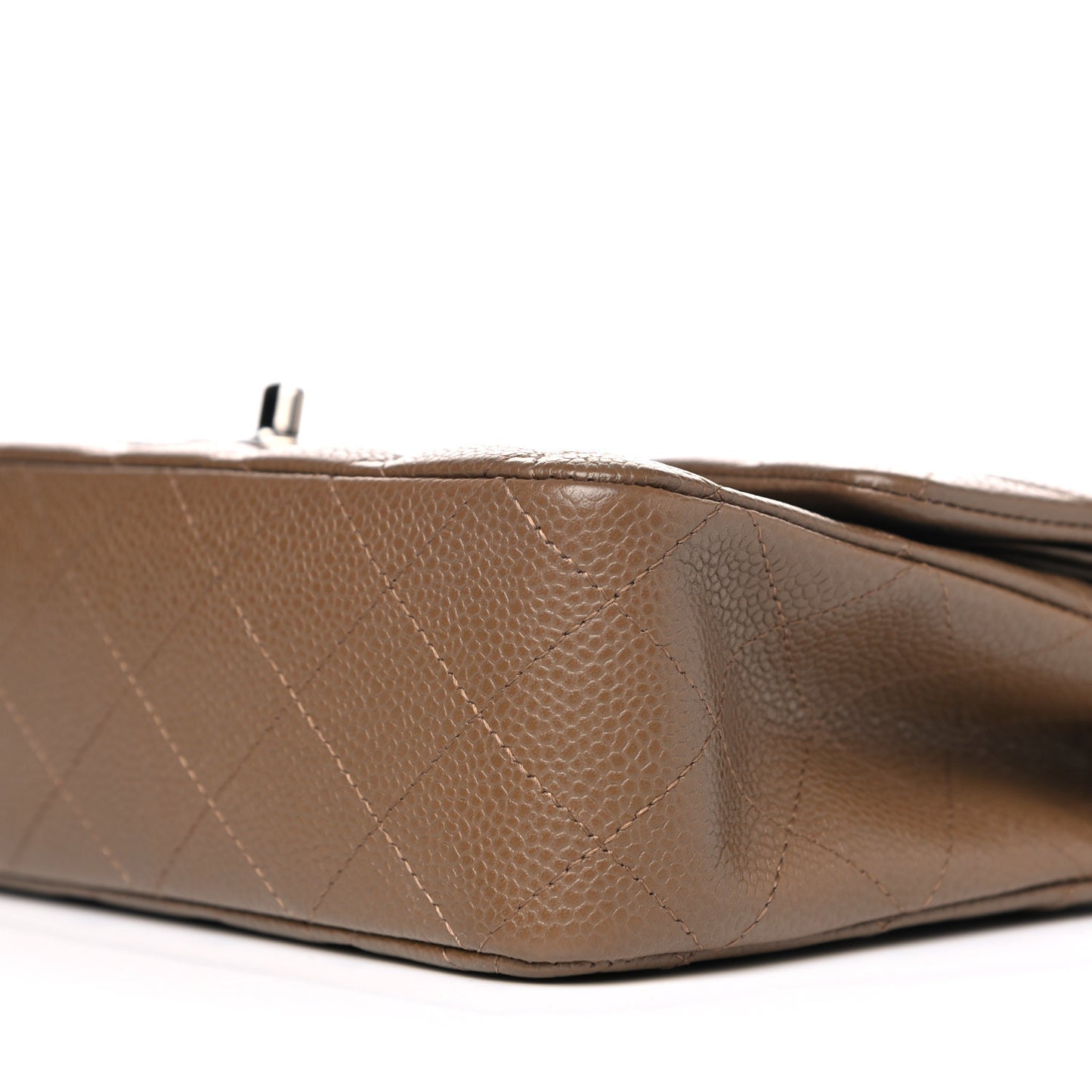 Caviar Quilted Medium Double Flap Brown
