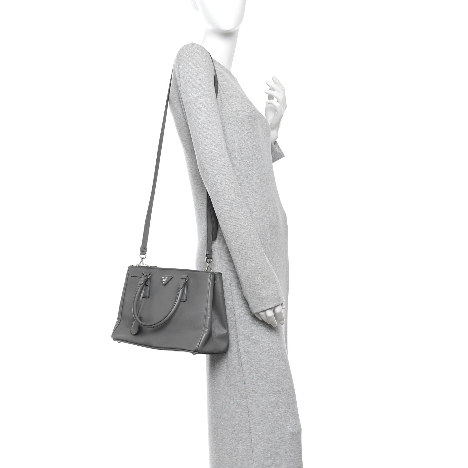 Prada Saffiano Lux Medium Galleria Double Zip Tote Grey 2 of 18