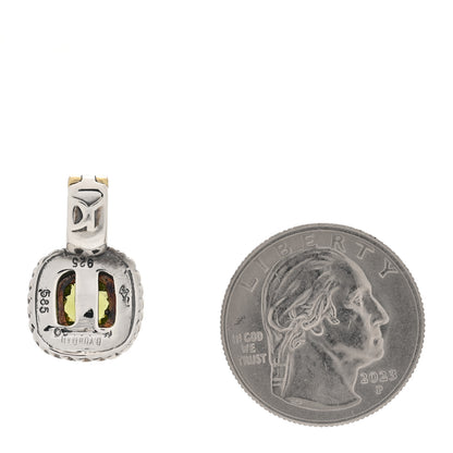 David Yurman Sterling Silver 14K Yellow Gold Peridot 7mm Albion Enhancer Pendant 2 of 3