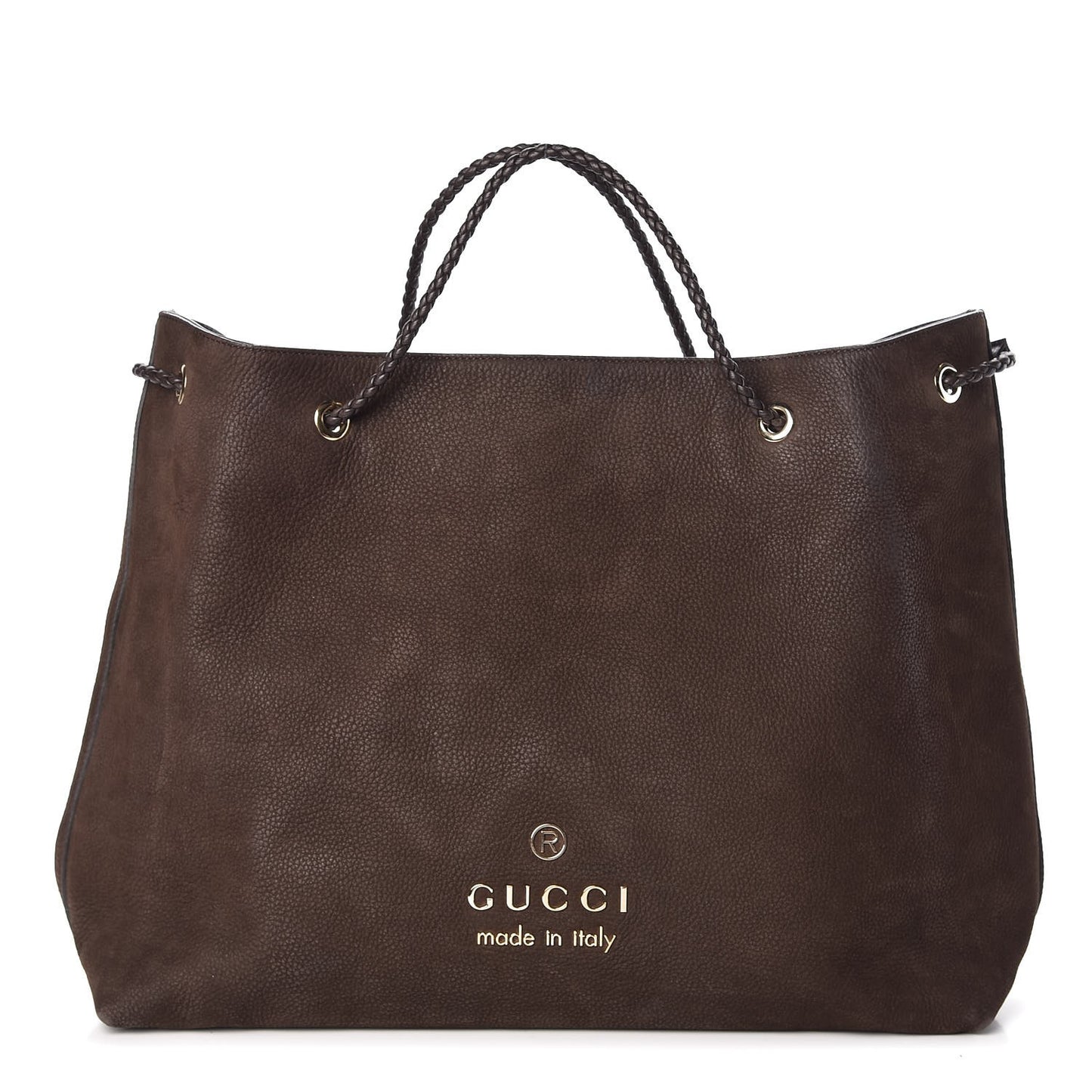 Nubuck Large Braided Handle Gifford Tote Brown