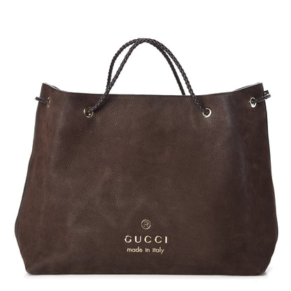 Gucci Nubuck Large Braided Handle Gifford Tote Brown 1 of 9