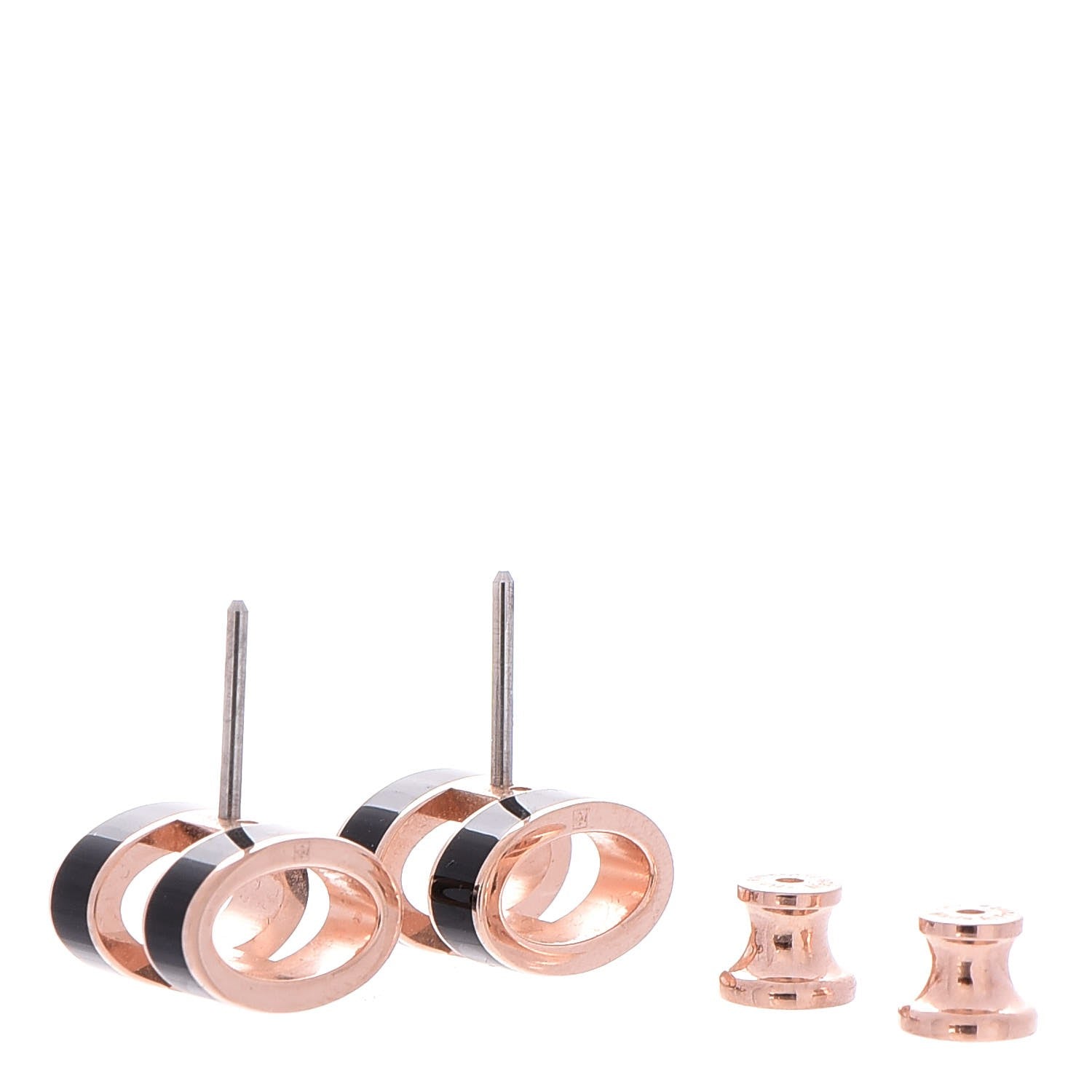 Hermes Rose Gold Lacquered Pop H Earrings Black 3 of 5