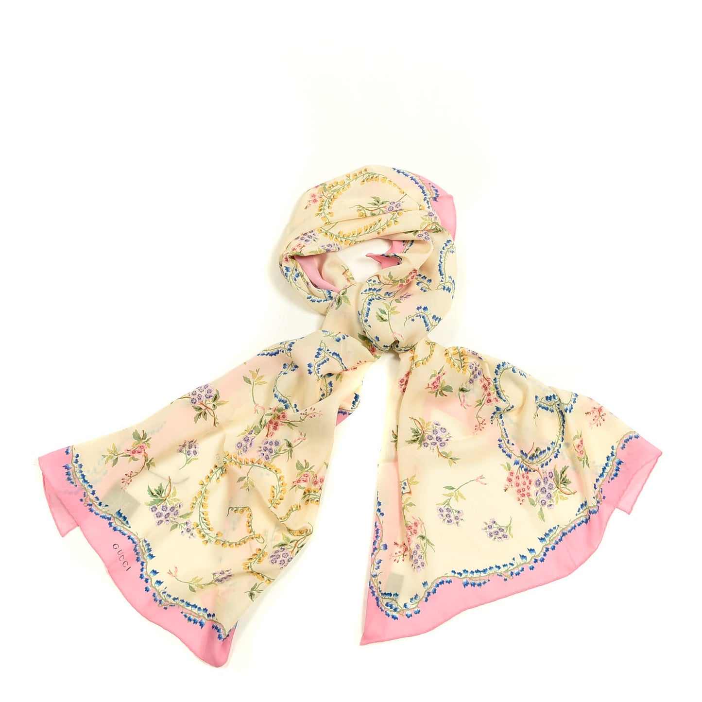 Silk Provence Scarf Ivory Pink