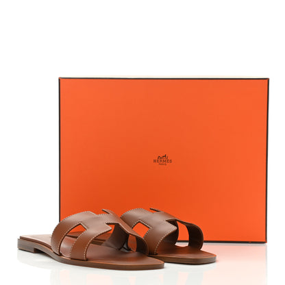Hermes Box Calfskin Oran Sandals 39 Gold 9 of 9
