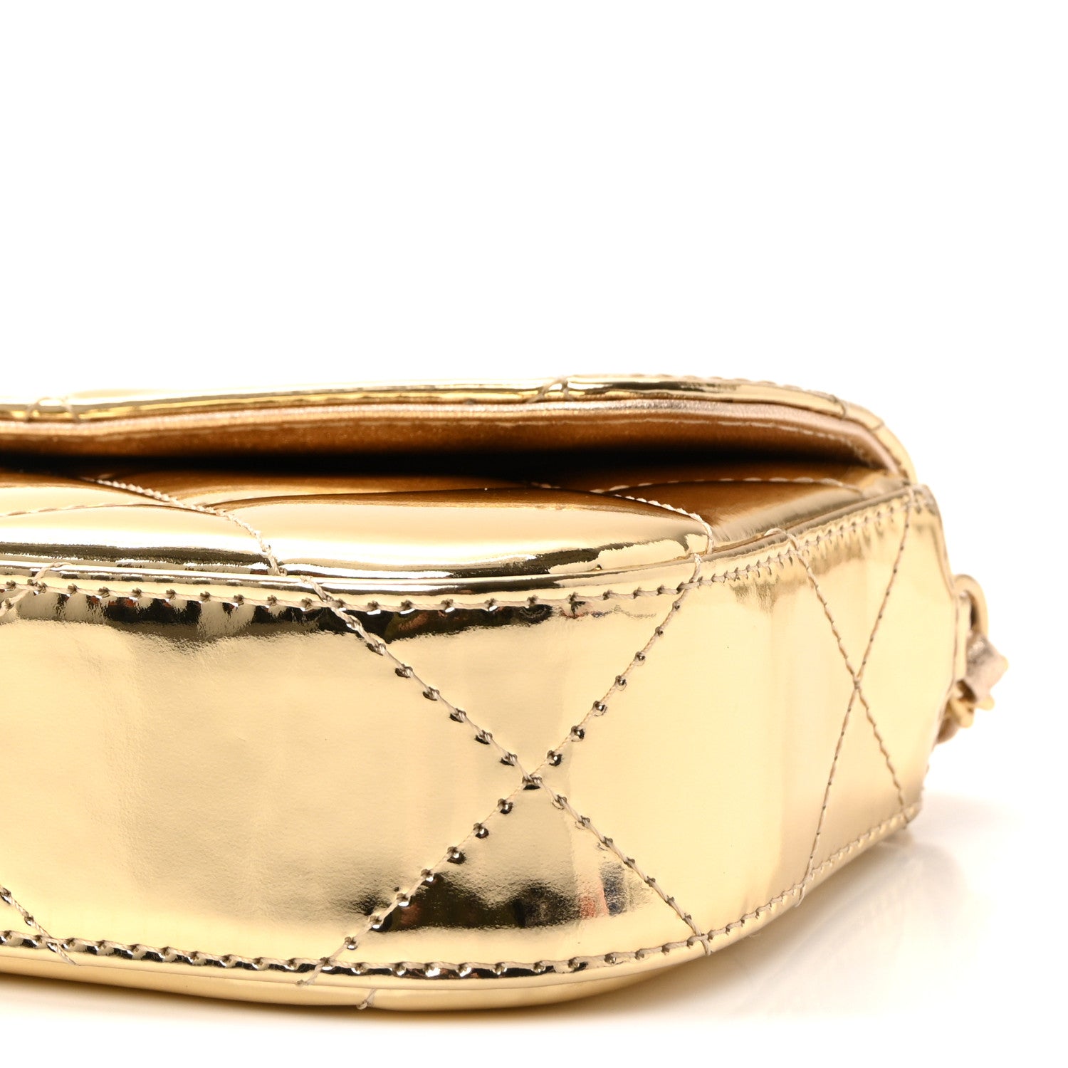 Chanel Metallic Mirror Calfskin Large Top Handle Clutch With Chain