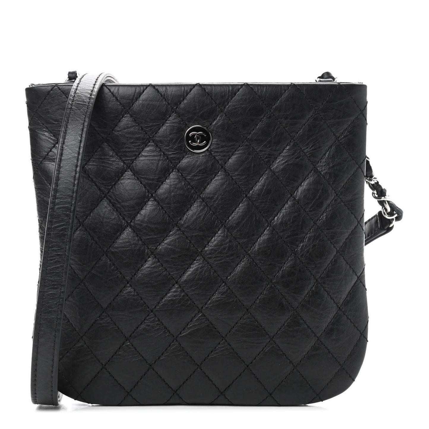 Calfskin Quilted Crossbody Bag Black
