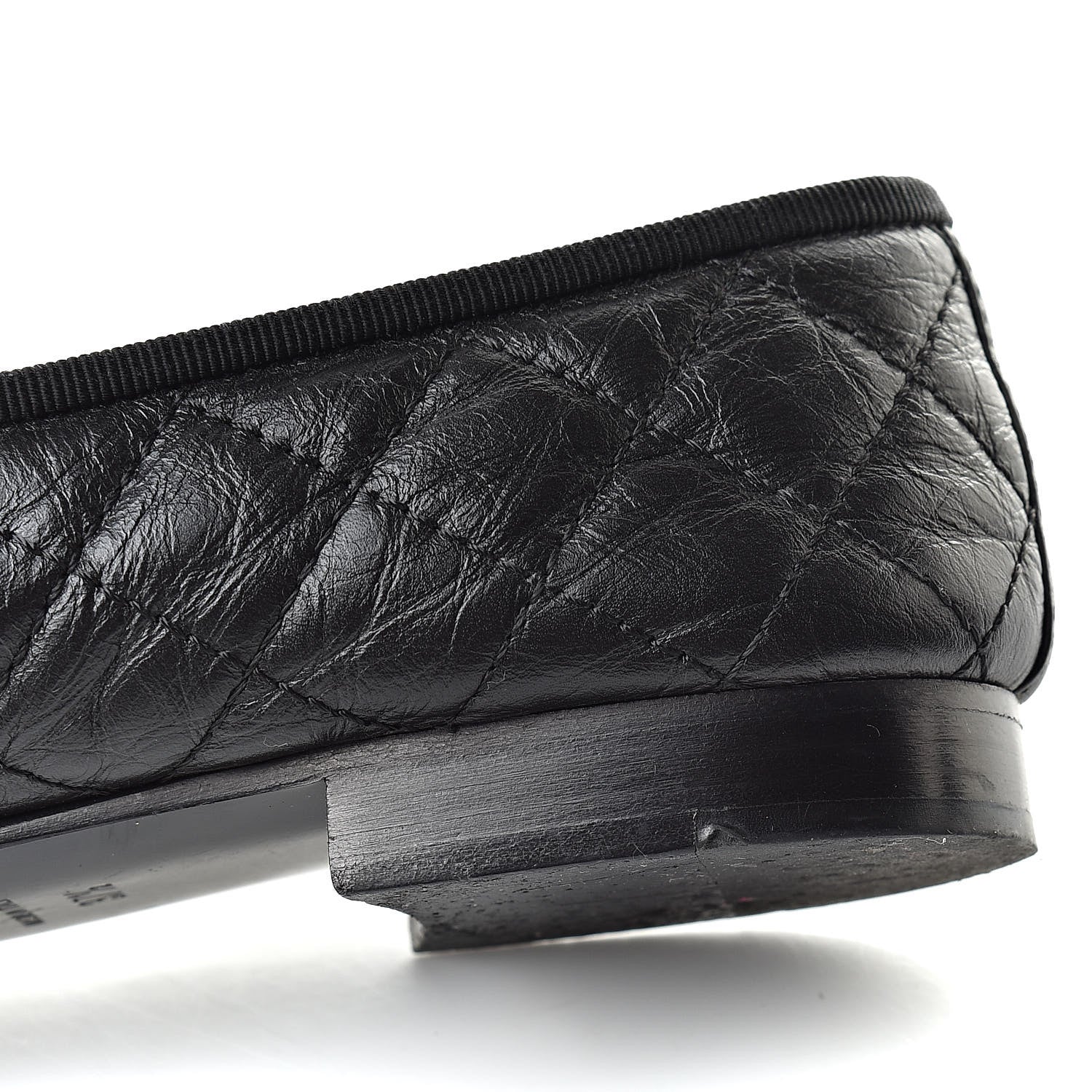 Chanel Aged Calfskin Quilted Cap Toe Ballerina Flats 37.5 Black 12 of 15