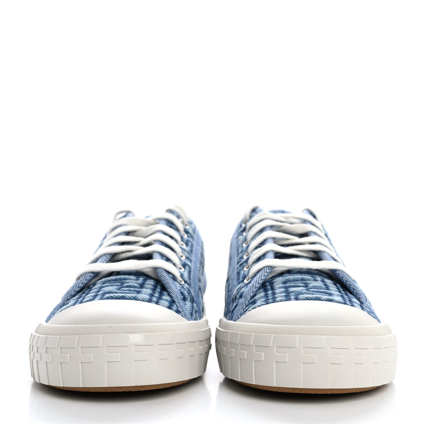 Denim Jacquard FF Matelasse Womens Domino Low Top Sneakers 38 Blue Navy