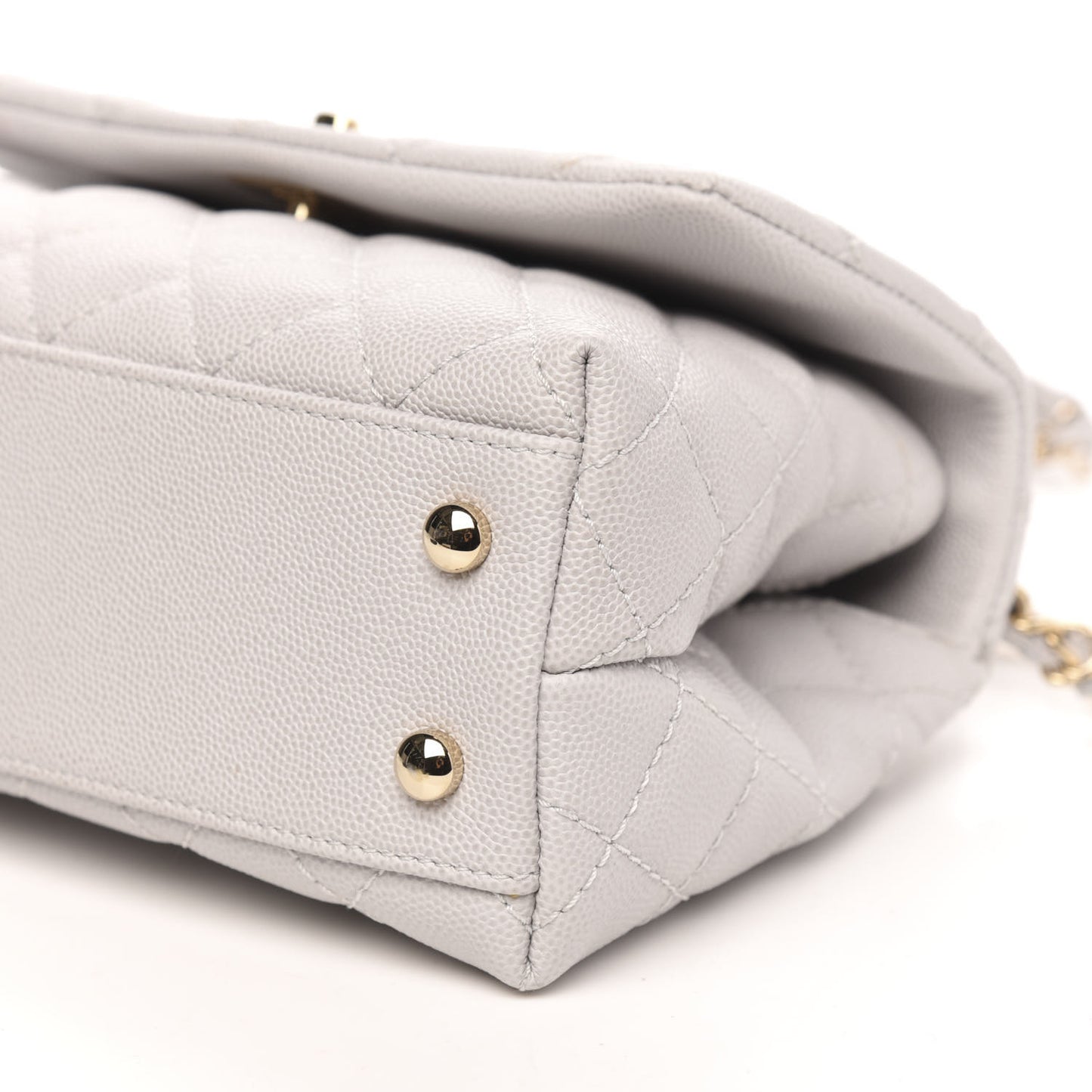 Caviar Quilted Mini Coco Handle Flap Light Grey