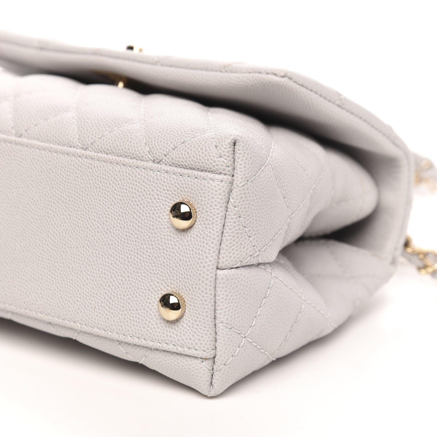 Chanel Caviar Quilted Mini Coco Handle Flap Light Grey 9 of 10
