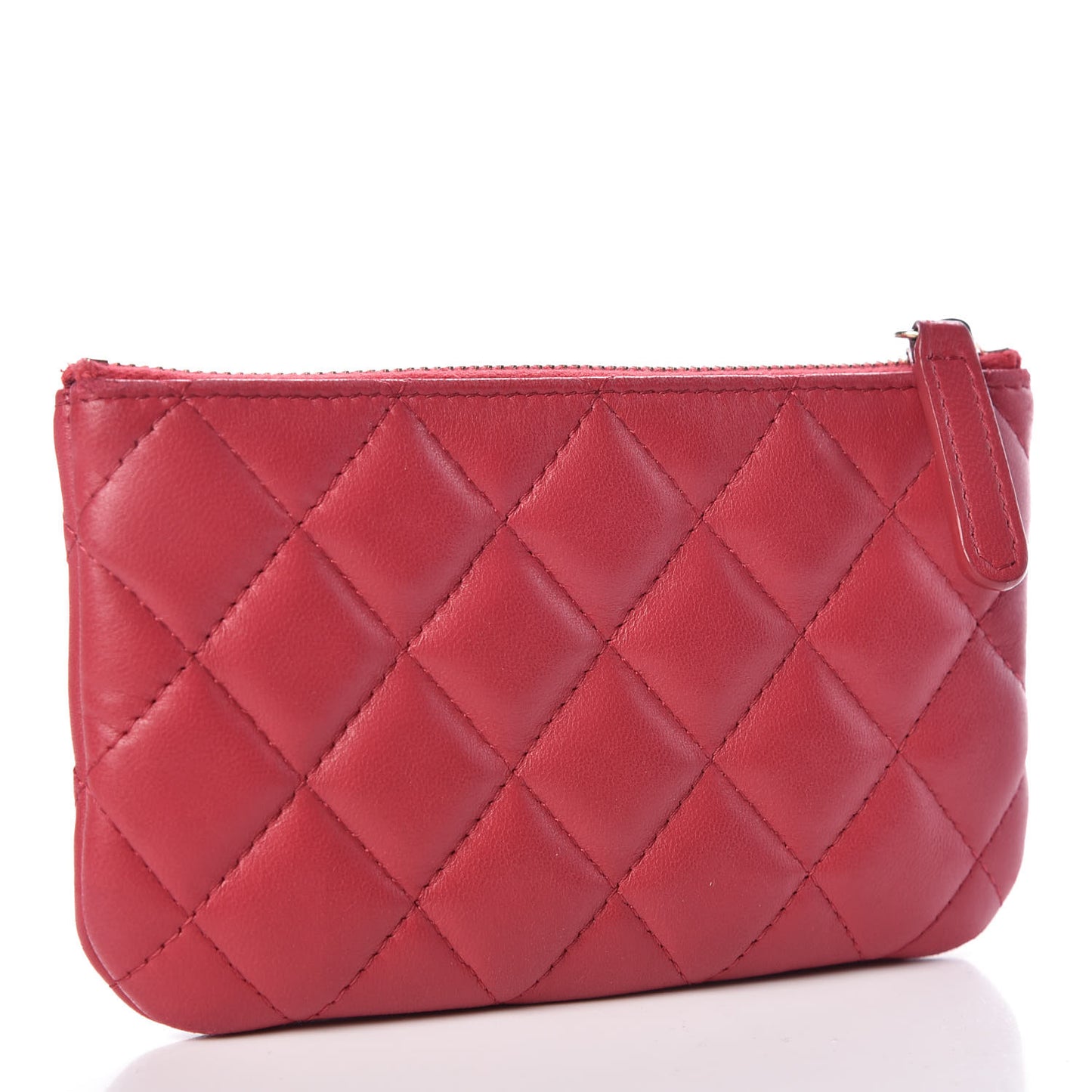 Lambskin Quilted Small Cosmetic Case Dark Pink