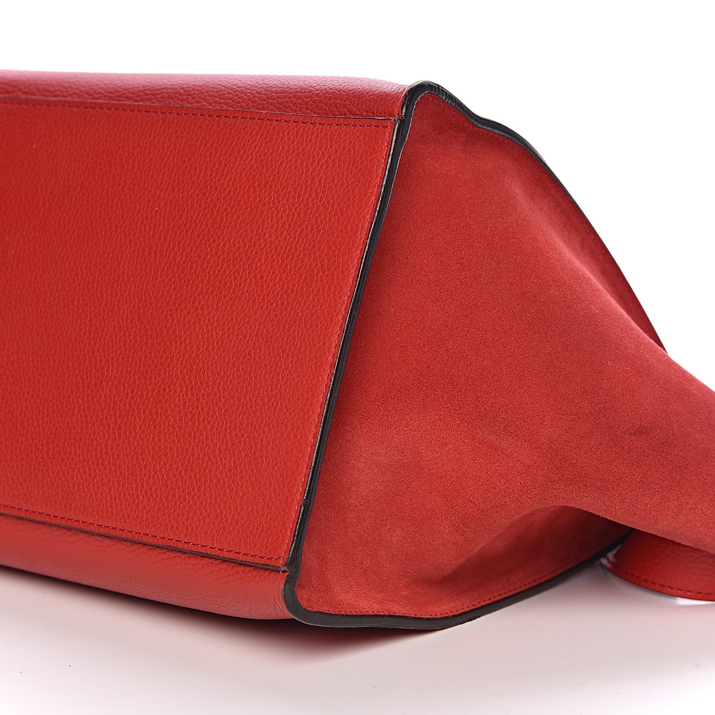 Drummed Calfskin Suede Medium Trapeze Coquelicot