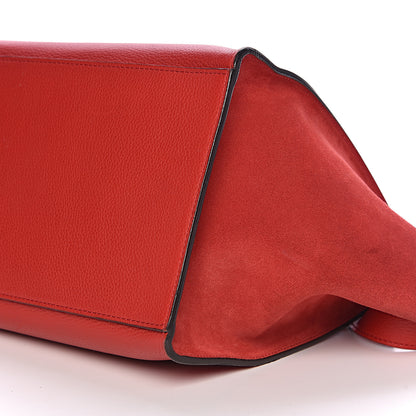 Celine Drummed Calfskin Suede Medium Trapeze Coquelicot 15 of 16