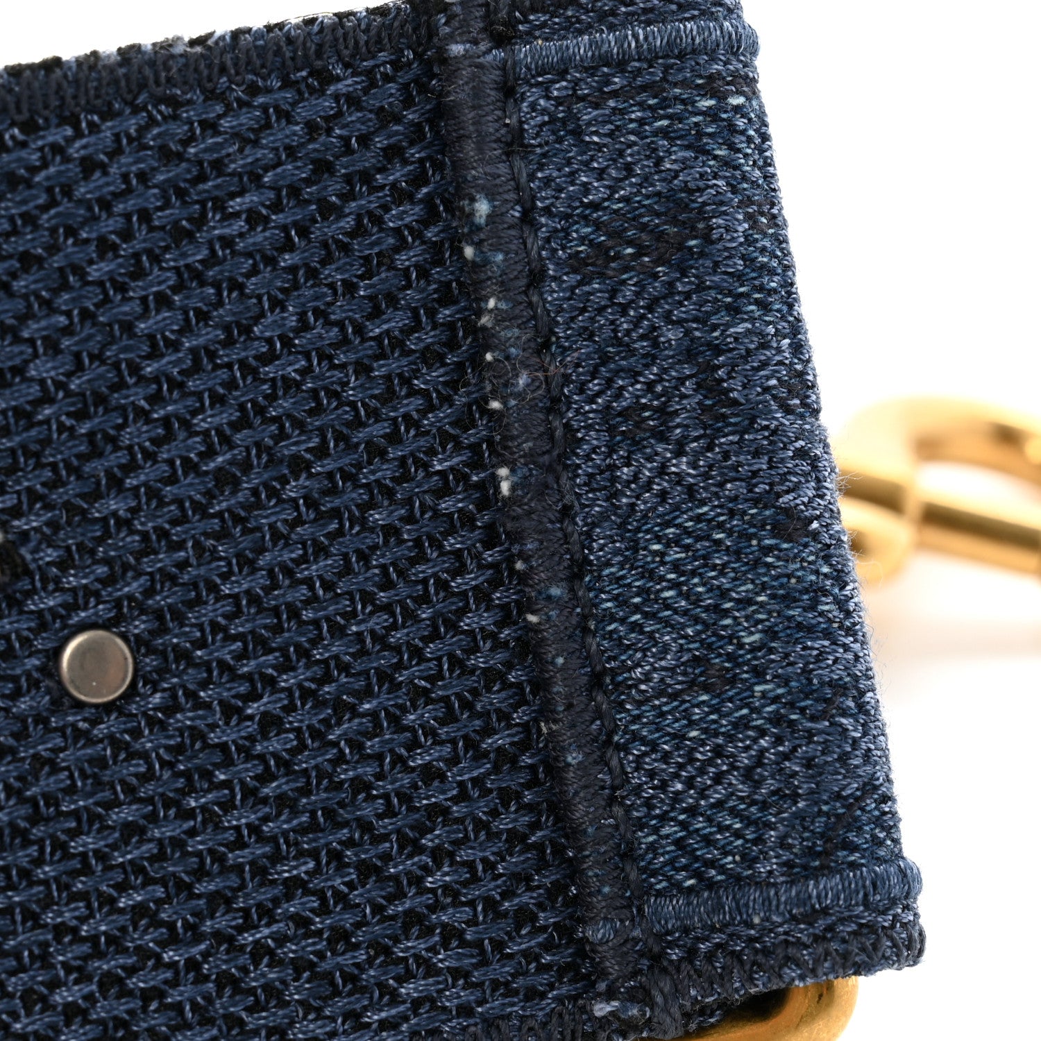 Christian Dior Oblique Denim Studded Shoulder Strap Blue 7 of 7